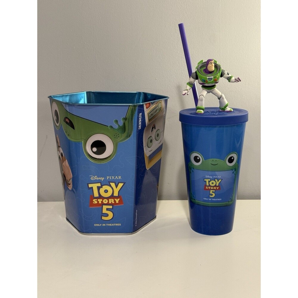 Toy Story 5 Buzz Top Cup Metal Popcorn Tin Bucket Combo Regal Exclusive